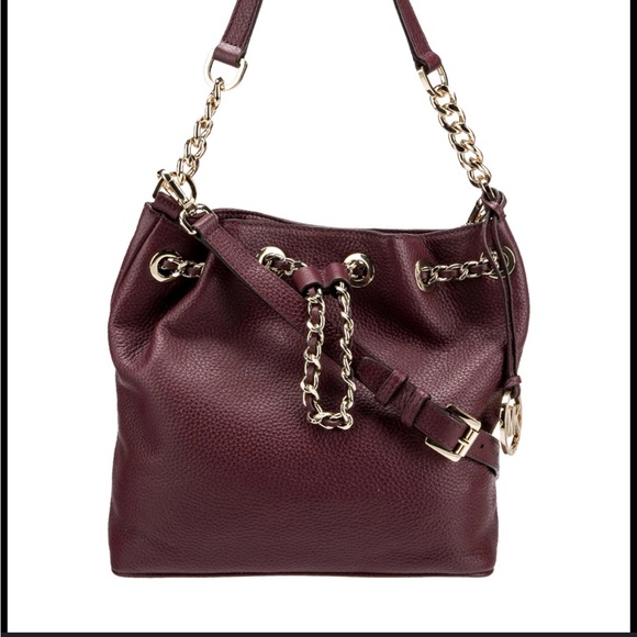 Michael Kors ~Frankie in Burgundy ~Bucket Tote & Crossbody~The Real Real Perfect - Picture 1 of 7